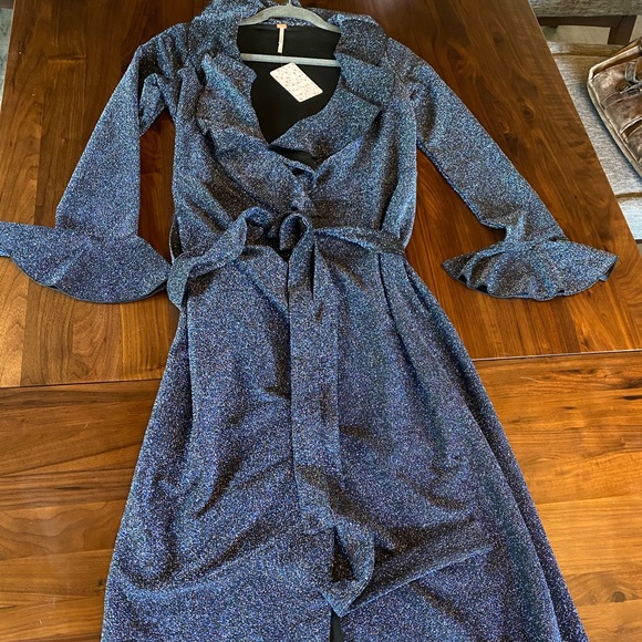 Free People Dresses & Skirts - Free People One More Time Lurex Wrap Dress NWT